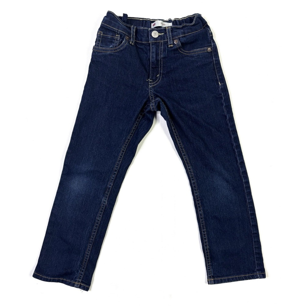 Levi's 511 Slim Jeans Boys 6 Regular Denim Adjustable Waist Dark Blue